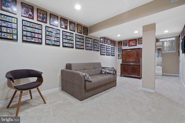 sitting room with light carpet