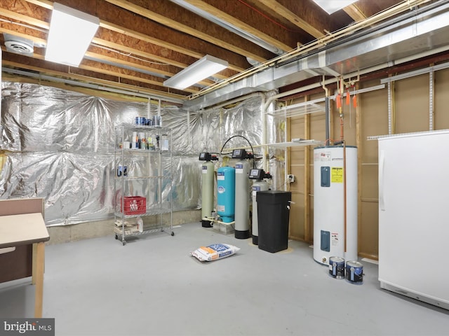 basement featuring water heater