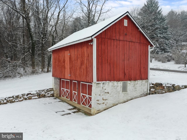 view of snow covered structure