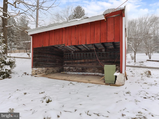 view of snow covered structure