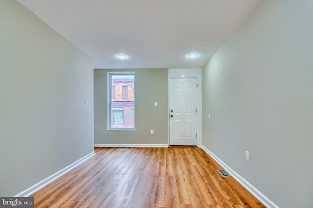 interior space with light hardwood / wood-style floors