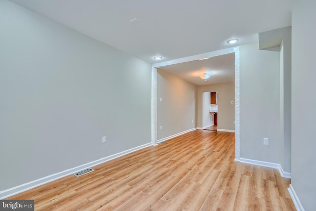 empty room with light wood-type flooring