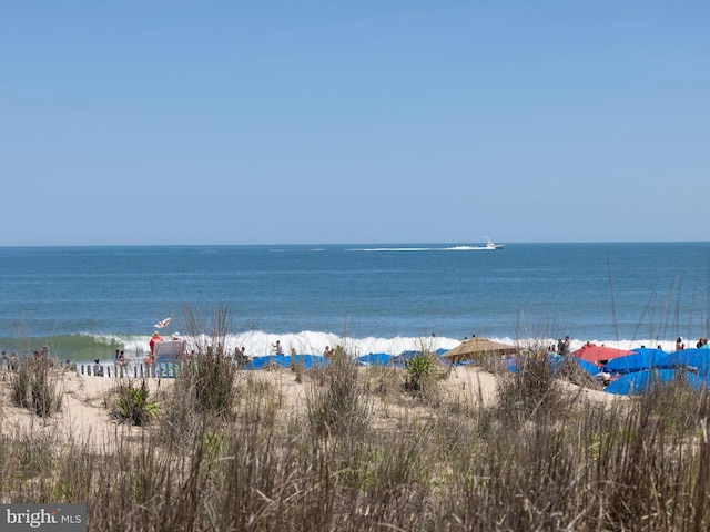 view of water feature featuring a beach view