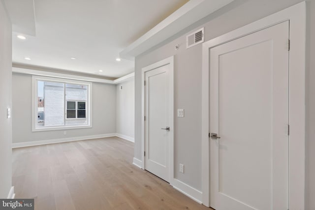 hall featuring light wood-type flooring