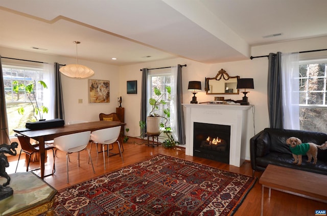 living room with hardwood / wood-style flooring