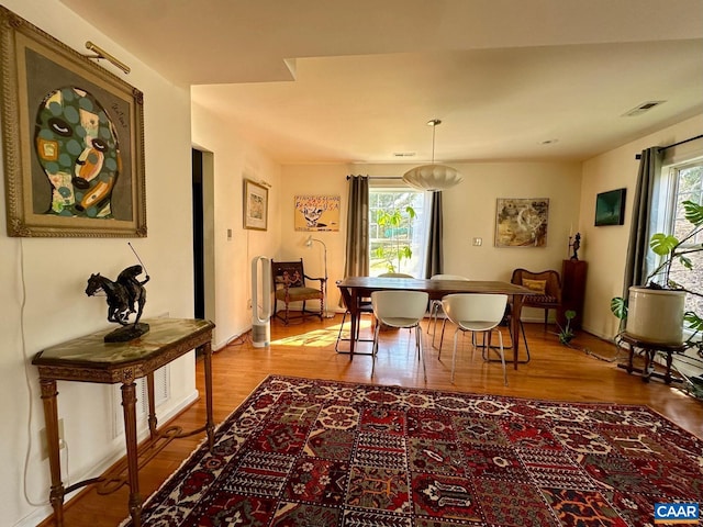 dining area featuring hardwood / wood-style flooring and a wealth of natural light