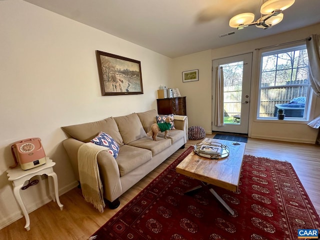 living room with wood-type flooring