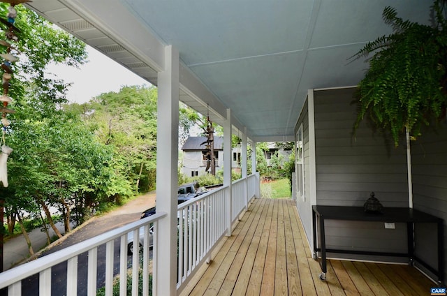 wooden deck with covered porch