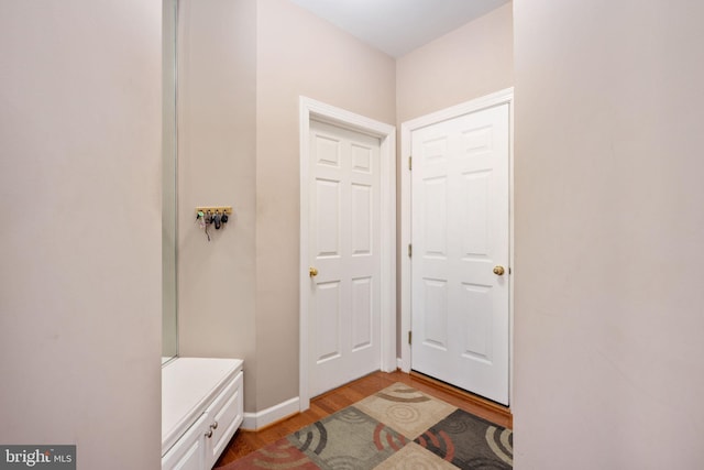 entryway featuring hardwood / wood-style flooring