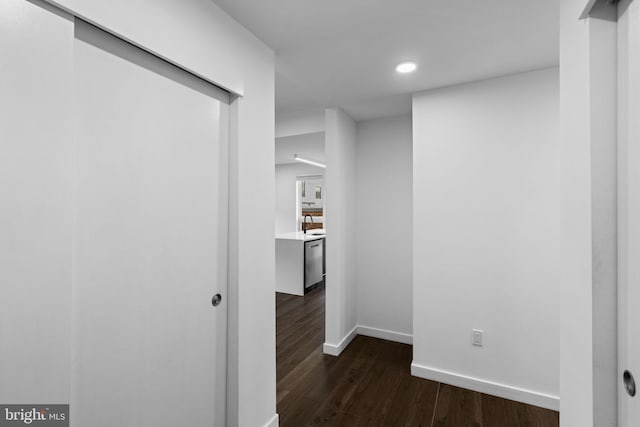 hall featuring dark hardwood / wood-style flooring