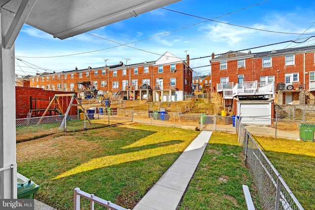 view of yard with a playground