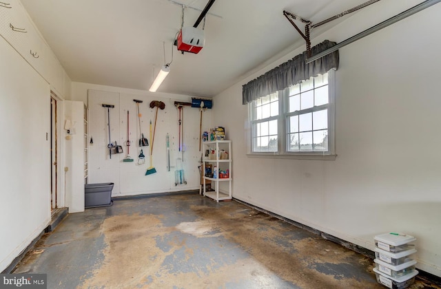 garage with a garage door opener