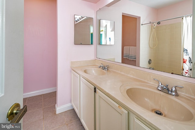 bathroom featuring vanity and tile patterned floors