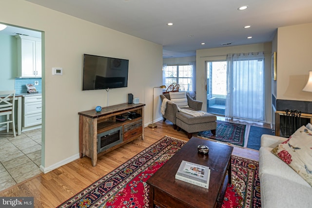 living room featuring light hardwood / wood-style floors