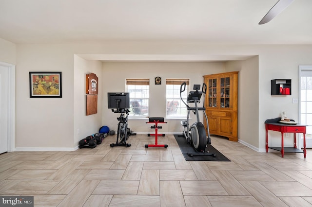 exercise area with baseboards