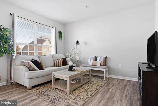 living room with light wood-type flooring