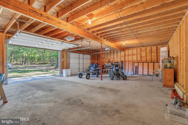 garage with a garage door opener