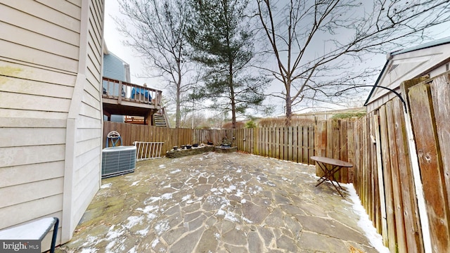 view of patio featuring central air condition unit