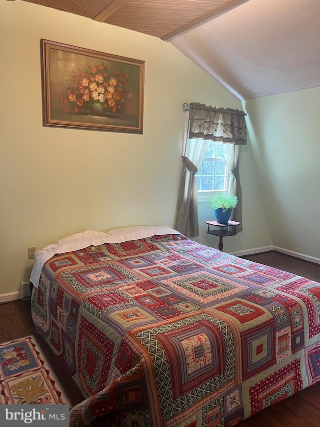 30 Foggy Bottom Ln, Berkeley Springs, WV 25411 - bedroom featuring dark hardwood / wood-style flooring and vaulted ceiling