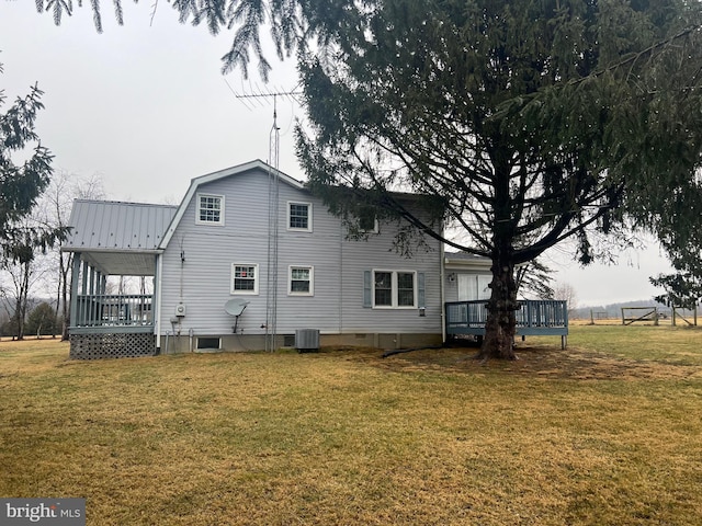 30 Foggy Bottom Ln, Berkeley Springs, WV 25411 - back of property with cooling unit, a yard, and a deck