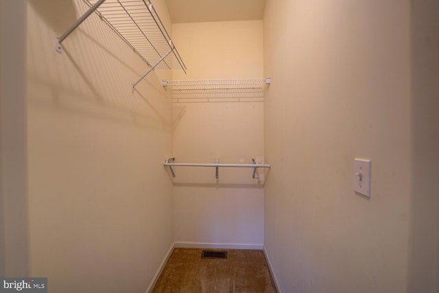 walk in closet with carpet floors