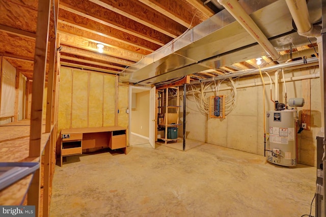 basement with water heater