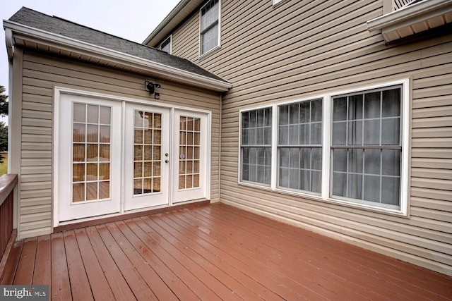 wooden terrace with french doors