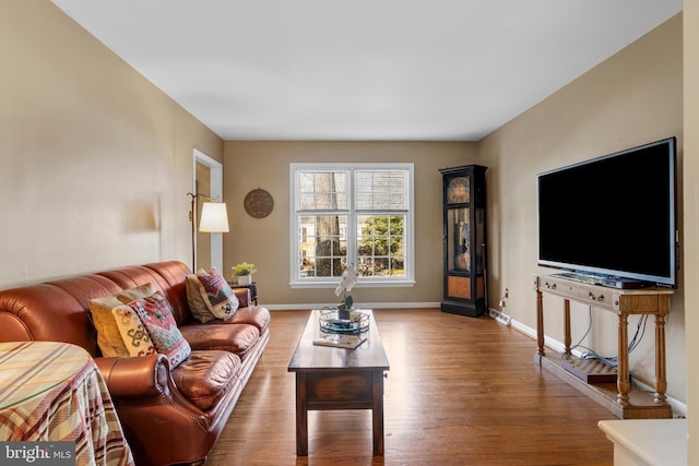 living room with hardwood / wood-style floors