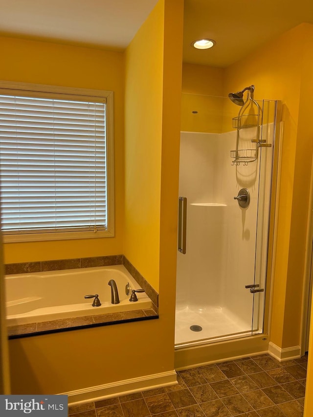 bathroom with plus walk in shower