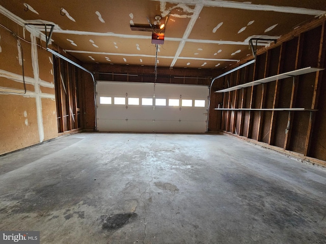 garage with a garage door opener