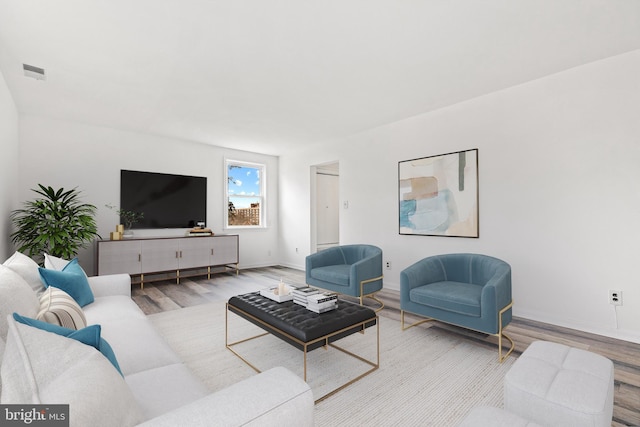 living room with light wood-type flooring