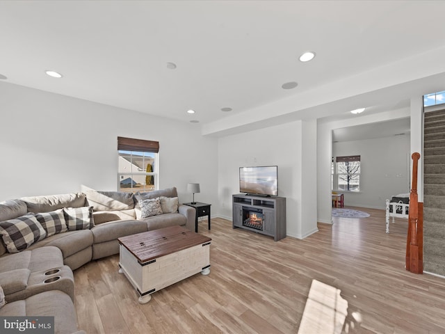 living room featuring light hardwood / wood-style flooring