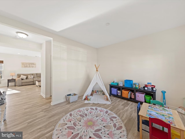 playroom featuring hardwood / wood-style flooring