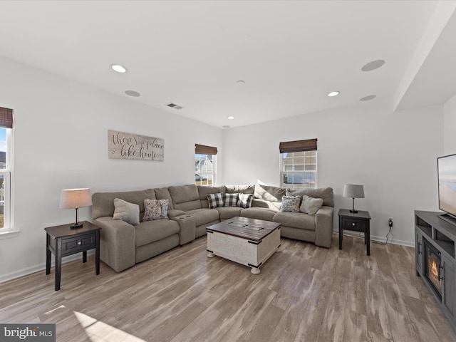 living room featuring light hardwood / wood-style flooring