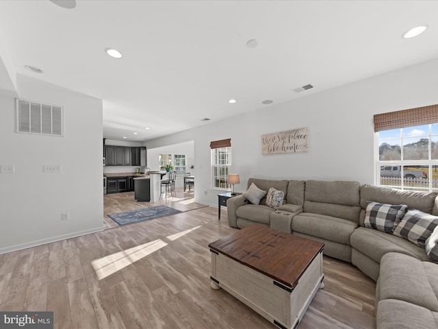 living room featuring light hardwood / wood-style floors