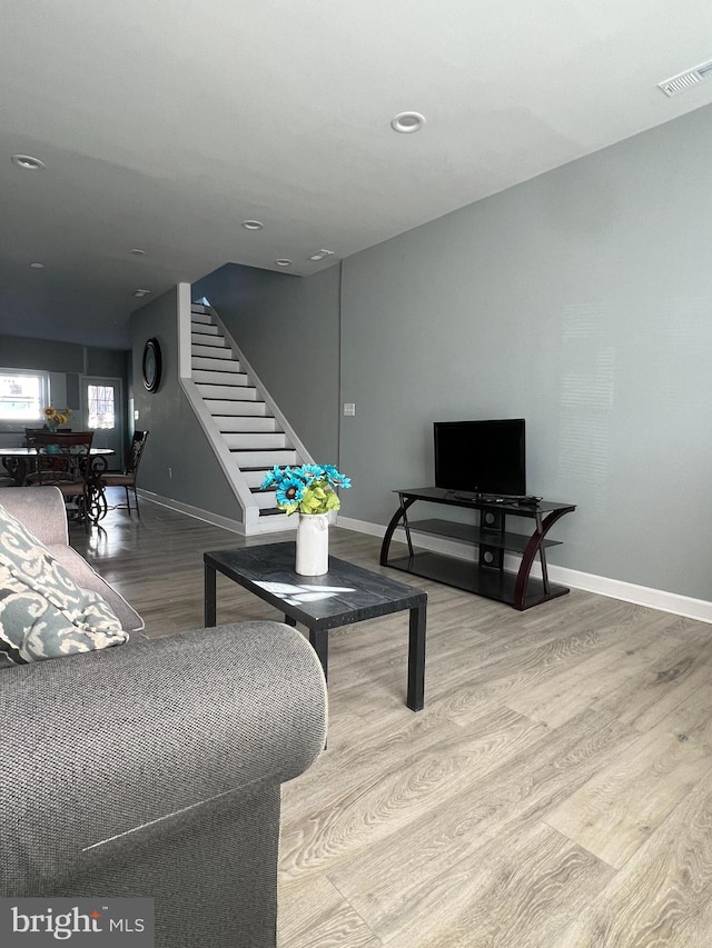 living room featuring light hardwood / wood-style flooring