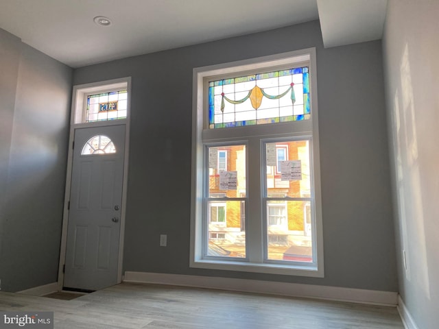 foyer entrance featuring light wood-type flooring