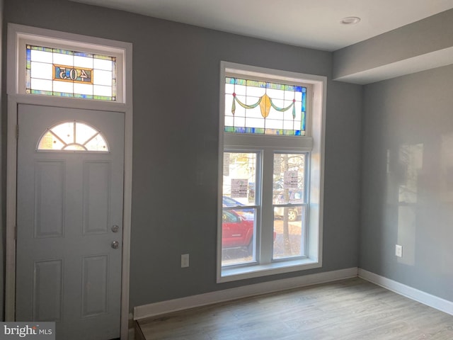 entryway with light wood-type flooring