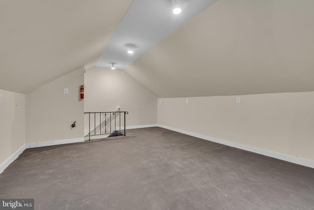 bonus room with vaulted ceiling