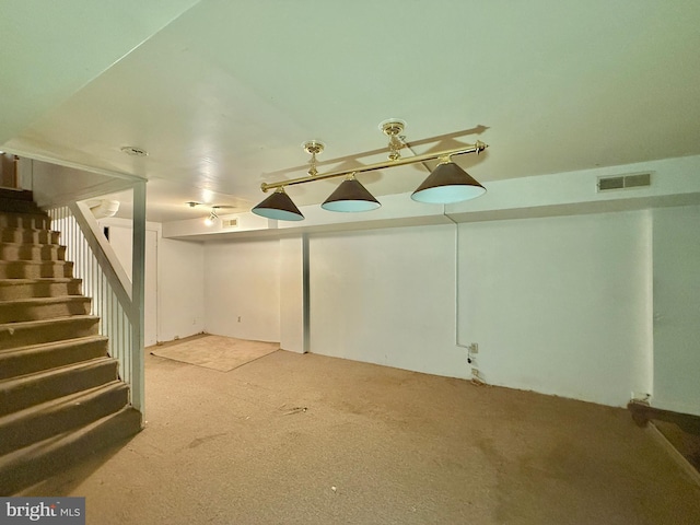 basement with carpet