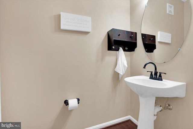 bathroom featuring wood-type flooring