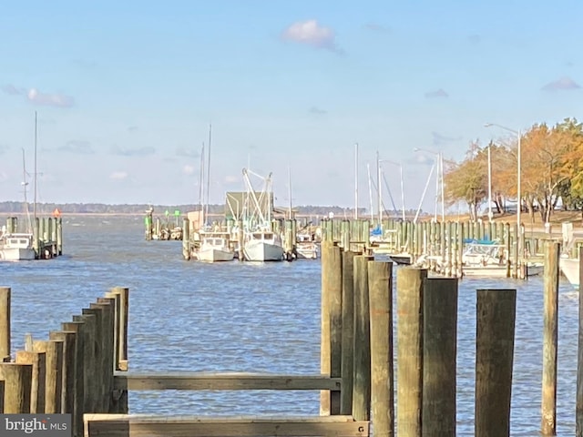 view of dock featuring a water view