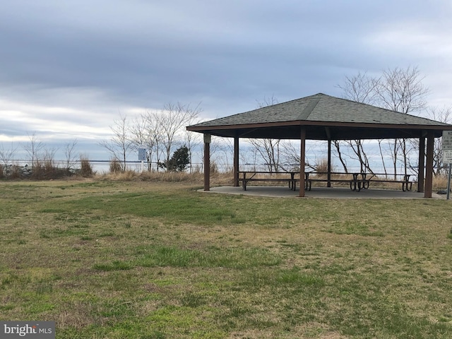 view of yard with a gazebo