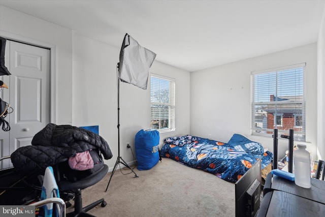 bedroom featuring carpet flooring