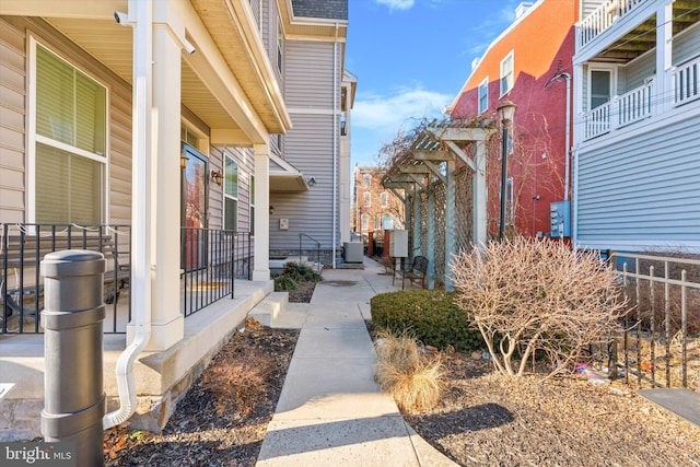 exterior space featuring central air condition unit