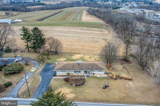 drone / aerial view featuring a rural view