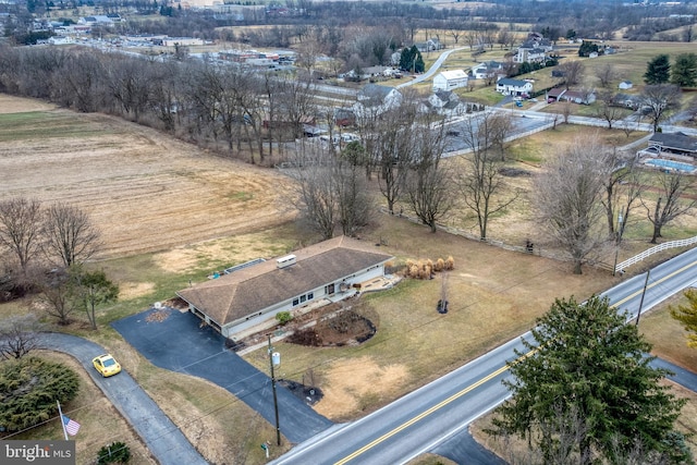 drone / aerial view with a rural view