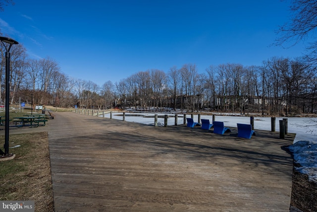 view of dock area