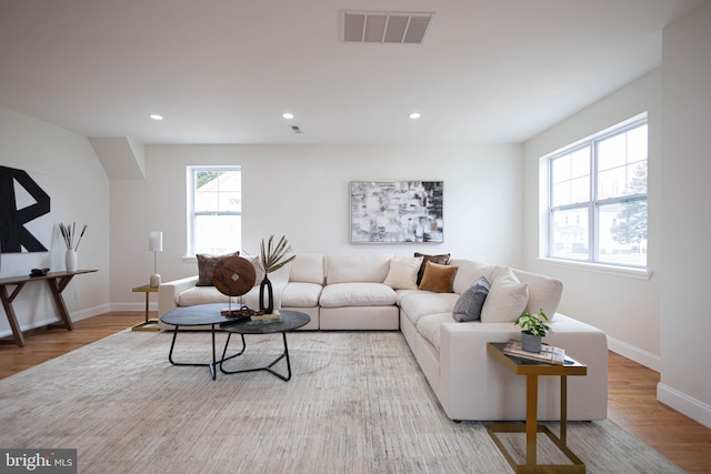 living room featuring light hardwood / wood-style floors