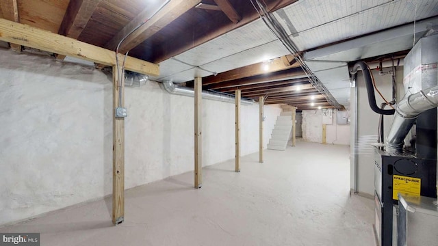 view of unfinished basement